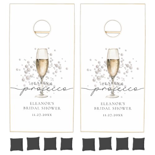 Watercolor Pearls  Prosecco Bridal Shower Cornhole Set