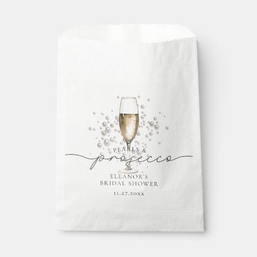Watercolor Pearls  Prosecco Bridal Shower Favor Favor Bag