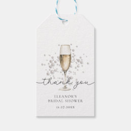 Watercolor Pearls &amp; Prosecco Bridal Shower Gift Tags