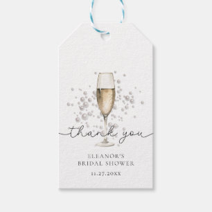 Watercolor Pearls & Prosecco Bridal Shower Gift Tags