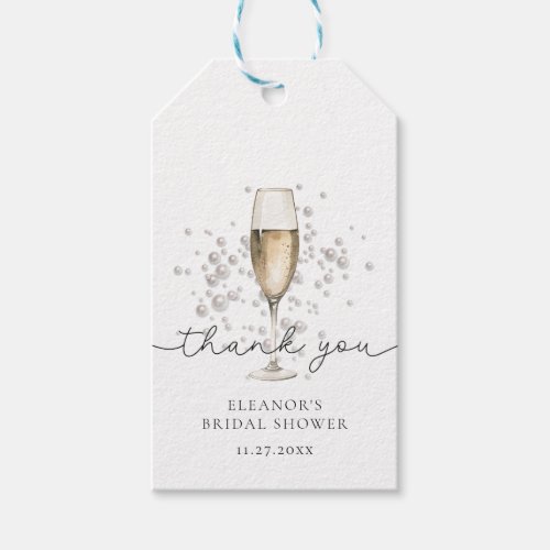 Watercolor Pearls  Prosecco Bridal Shower Gift Tags