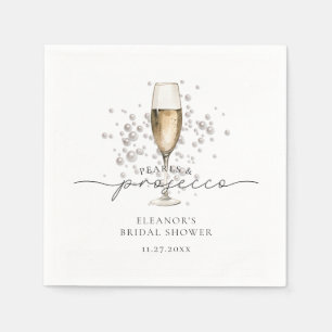 Watercolor Pearls & Prosecco Bridal Shower Napkins
