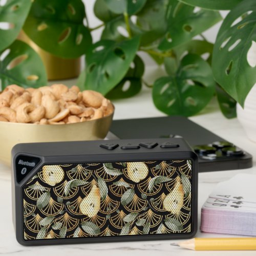 Watercolor Pears and Gold Scales Pattern Bluetooth Speaker