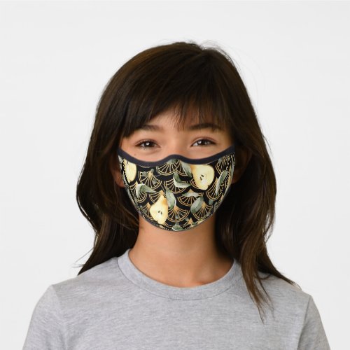 Watercolor Pears and Gold Scales Pattern Premium Face Mask