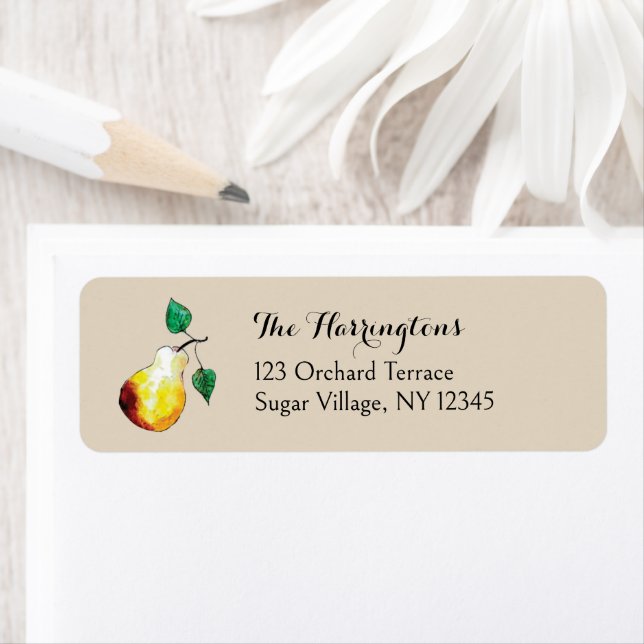 Watercolor Pears Hand-Painted Nature Address Label (Insitu)