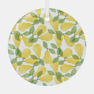 Watercolor Pears: Hand Painted Pattern Glass Ornament
