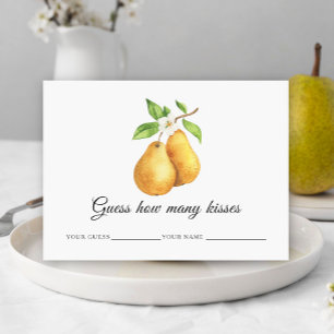 Watercolor pears How many kisses bridal game Enclosure Card