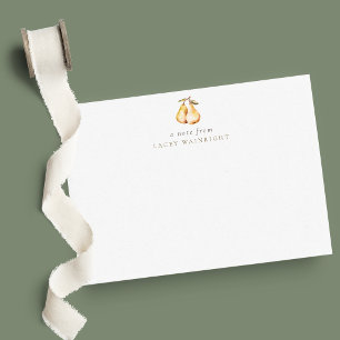 Watercolor Pears Personalized Stationery Note Card