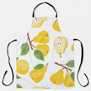 Watercolor Pears Vintage Fruit Pattern Apron