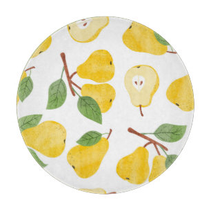 Watercolor Pears Vintage Fruit Pattern Cutting Board