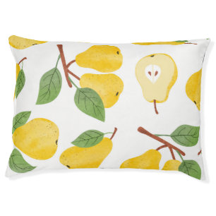 Watercolor Pears Vintage Fruit Pattern Pet Bed