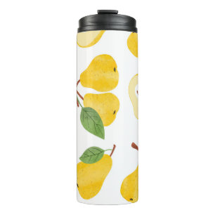Watercolor Pears Vintage Fruit Pattern Thermal Tumbler