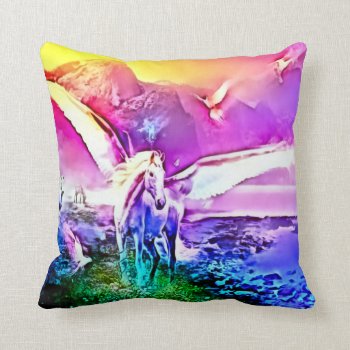 Watercolor Pegasus Fantasy Art Plush Throw Pillow by BOLO_DESIGNS at Zazzle
