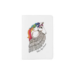 Watercolor Pegasus With Rainbow Hair Passport Holder