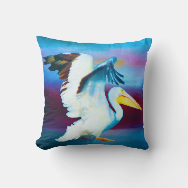 watercolor pelican pillow 20 (Front)