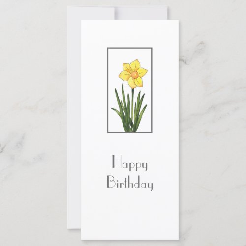 Watercolor Pen  Ink Daffodil Card
