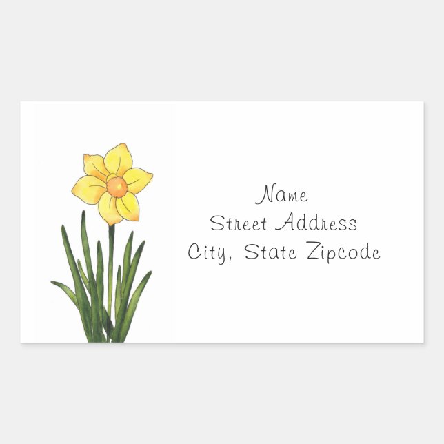 Watercolor, Pen & Ink Daffodil  Label (Front)