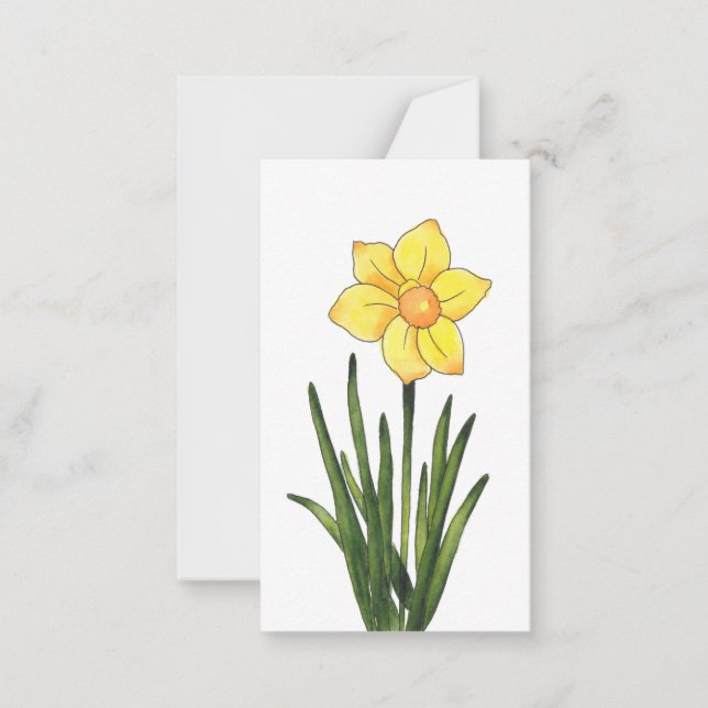 Watercolor, Pen & Ink Daffodil  Note Card (Front)