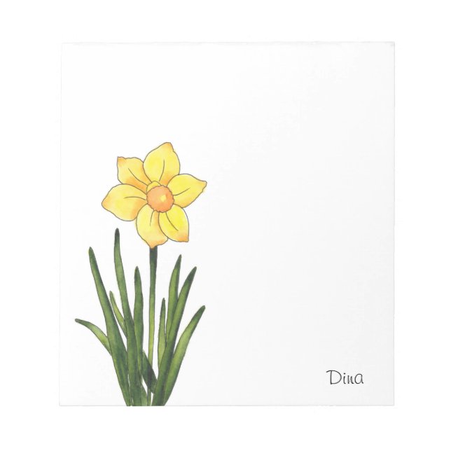 Watercolor, Pen & Ink Daffodil  Notepad (Front)