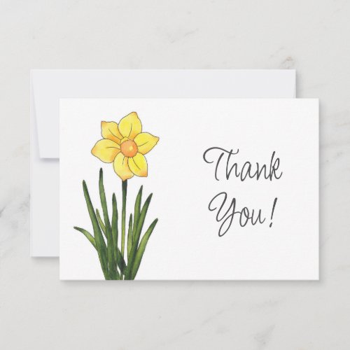Watercolor Pen  Ink Daffodil    Thank You Card