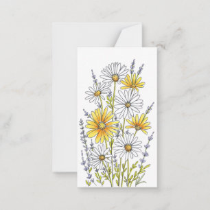 Watercolor, Pen & Ink Daisy Floral Bouquet Note Card