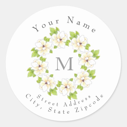  Watercolor Pen  Ink Magnolia Wreath labels