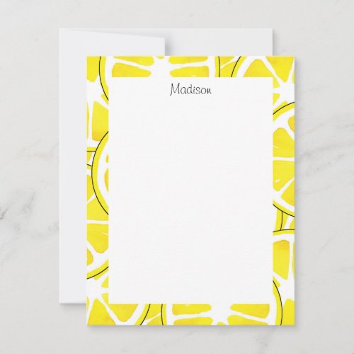 Watercolor  Pen Lemon Slices Note Card