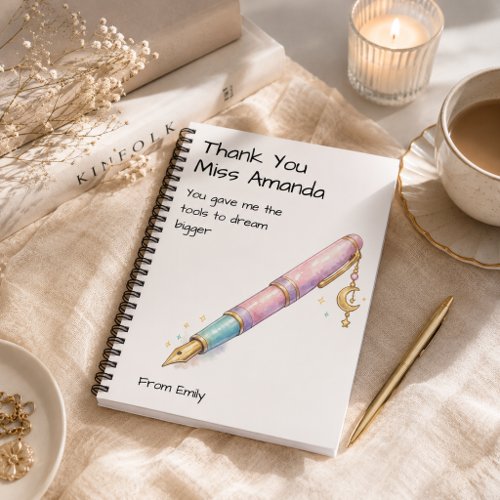 Watercolor Pen Modern School Teacher Appreciation  Notebook