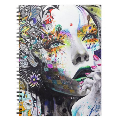 Watercolor Pencil Art of Abstract Women Notebook