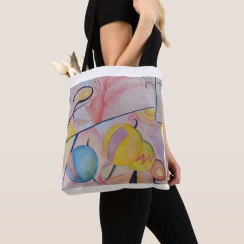 Watercolor pencil Ktam Kandinsky style tote bag