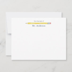 Watercolor Pencil Teachers Personalized Note Card
