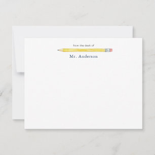 Watercolor Pencil Teachers Personalized Thank You Card