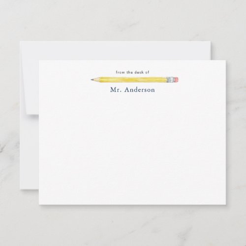 Watercolor Pencil Teachers Personalized Thank You Card