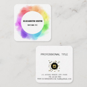 Watercolor pencils rainbow colors square business card