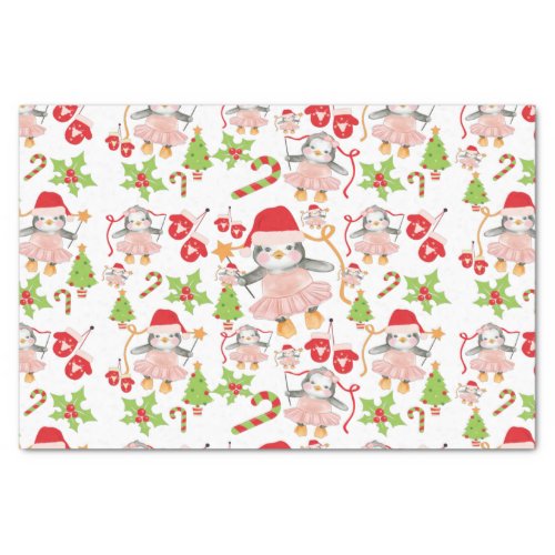 Watercolor Penguin Ballerina Christmas Tissue Paper