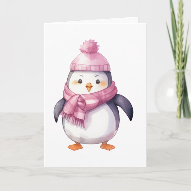 Watercolor Penguin Card (Front)