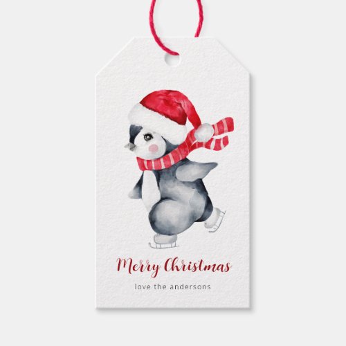 Watercolor Penguin Christmas Holiday  Gift Tags