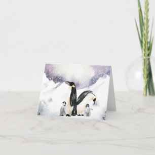 Watercolor Penguin Family Holiday Card