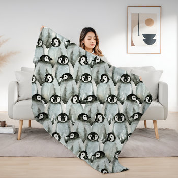Watercolor Penguin Pattern Fleece Blanket by EqualToAngels at Zazzle