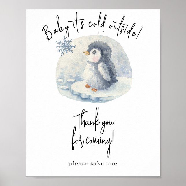 Watercolor penguin - Thank you for coming Poster (Front)
