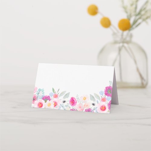 Watercolor Peonies and Anemones Floral Place Card