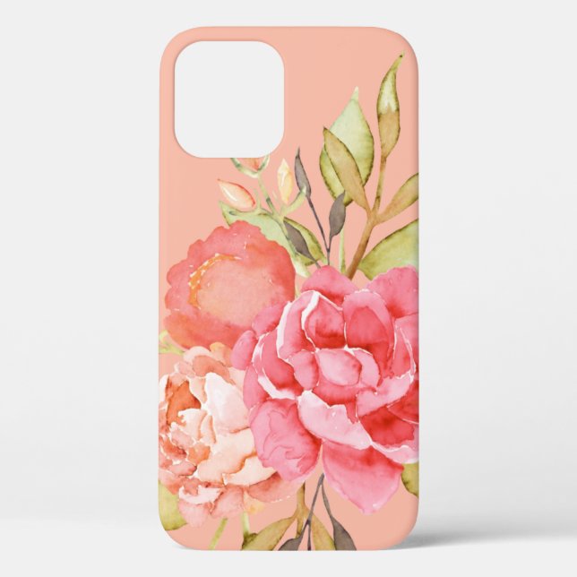 Watercolor Peonies and Roses iPhone / iPad case (Back)