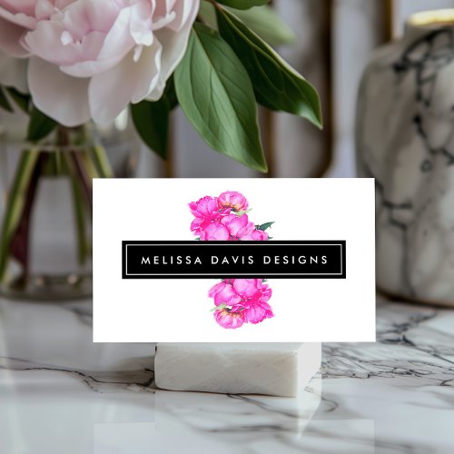 Watercolor Peonies Bunch Business Card