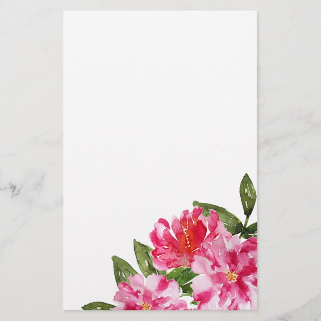 Watercolor Peonies customizable stationery (Front)