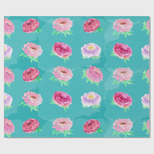 Watercolor Peonies Floral Pattern Gift Wrap