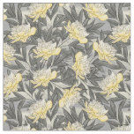 Watercolor Peonies Floral Pattern Yellow | Gray Fabric
