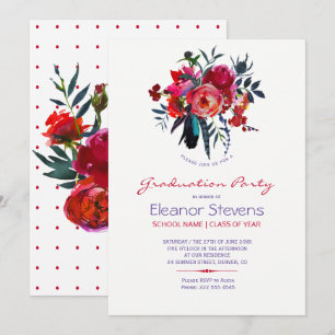Watercolor peonies graduation party invitation