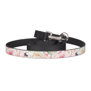 Watercolor peonies in tender colors pet collar leash
