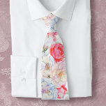Watercolor peonies neck tie<br><div class="desc">elegant floral tie</div>
