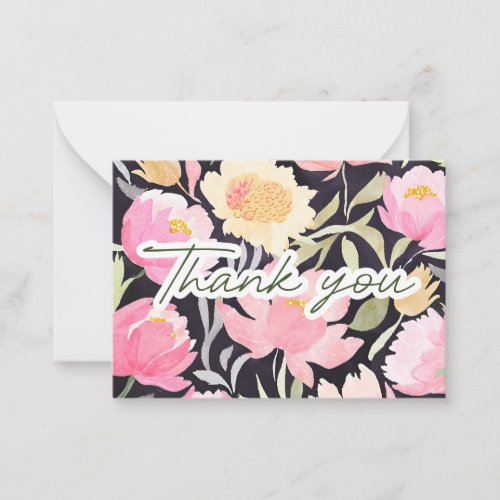 Watercolor Peonies of Gratitude Thank You Note